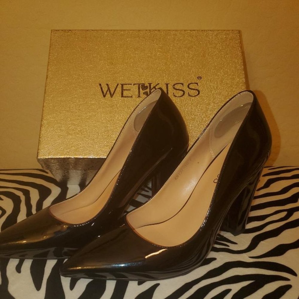 Black 3 inch square heels